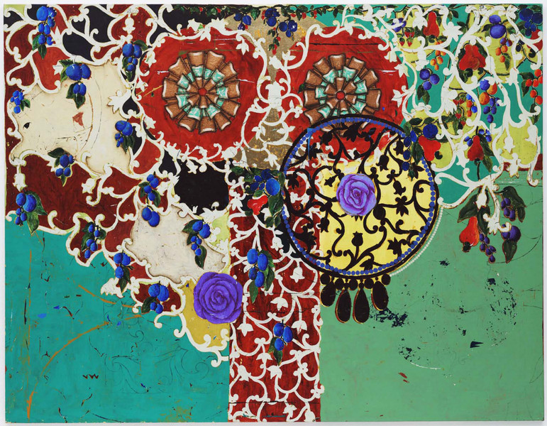 Beatriz Milhazes. Succulent Eggplants. 1996. Synthetic polymer paint on canvas, 74 3/4 × 96 1/2″ (189.9 × 245.1 cm). Gift of Agnes Gund and Nina and Gordon Bunshaft Bequest Fund. © 2007 Beatriz Milhazes