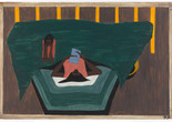 Jacob Lawrence. The Migration Series. 1940-41. Panel 33 of 60: &#34;People who had not yet come North received letters from their relatives telling them of the better conditions that existed in the North.” Casein tempera on hardboard, c. 12 x 18&#34; (30.5 cm x 45.7 cm). The Phillips Collection, Washington, D.C. Acquired 1942. © 2015 The Jacob and Gwendolyn Knight Lawrence Foundation, Seattle/Artists Rights Society (ARS), New York. Photograph courtesy The Phillips Collection, Washington, D.C.