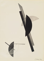 László Moholy-Nagy. Untitled, from Constructions. 1923. Lithograph, sheet: 23 9/16 × 17 5/16″ (59.8 × 44 cm). Publisher: Eckart von Sydow and Verlag des Buchhändlers Ludwig Eye, Hannover, Germany. Printer: Leunis &amp; Chapman, Hannover, Germany. Edition: 50. The Museum of Modern Art. Acquired through the publisher. © 2008 Artists Rights Society (ARS), New York/VG Bild-Kunst, Bonn