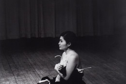 Yoko Ono. Cut Piece. 1964. Performed by Yoko Ono in New Works of Yoko Ono, Carnegie Recital Hall, New York, March 21, 1965. Photograph by Minoru Niizuma. Minoru Niizuma. Courtesy Lenono Photo Archive, New York