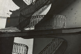 Bill Brandt. Bombed Regency Staircase, Upper Brook Street, Mayfair. c. 1942. Gelatin silver print, 9 × 7 5/8″ (22.8 × 19.4 cm). Acquired through the generosity of Clarissa A. Bronfman