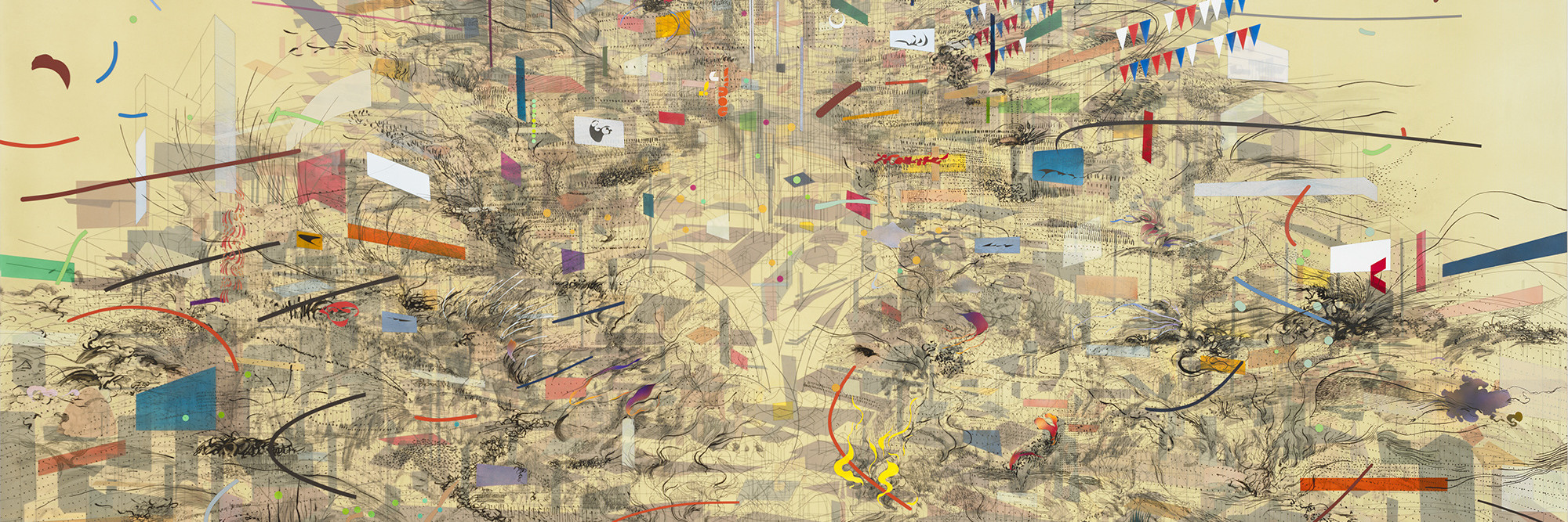 Julie Mehretu. Empirical Construction, Istanbul. 2003. Ink and synthetic polymer paint on canvas, 10′ × 15′ (304.8 × 457.2 cm). Fund for the Twenty-First Century. © 2010 Julie Mehretu