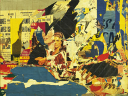Jacques de la Villeglé. 122 rue du Temple. 1968. Torn and collaged painted and printed paper on linen, 62 5/8″ × 6&#39; 10 3/4″ (159.2 × 210.3 cm). Gift of Joachim Aberbach (by exchange). © 2004 Artists Rights Society (ARS), New York/ADAGP, Paris