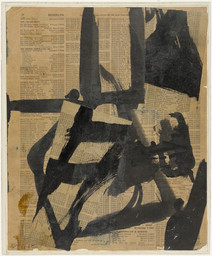 Franz Kline. Untitled II. c. 1952. Ink and oil on cut-and-pasted telephone book pages on paper on board, 11 × 9ʺ (28.1 × 23 cm). Purchase. © 2016 The Franz Kline Estate / Artists Rights Society (ARS), New York. Photo: John Wronn