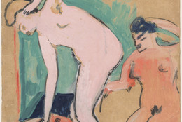 Erich Heckel. Two Female Nudes (Zwei weibliche Akte). 1910. Gouache and pencil on paper, 23 1/2 × 19 3/8″ (59.7 × 49.2 cm). Gift of Jo Carole and Ronald S. Lauder. © 2016 Erich Heckel / Artists Rights Society (ARS), New York / VG Bild-Kunst, Germany. Photo: John Wronn