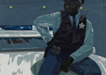 Kerry James Marshall. Untitled (policeman). 2015. Synthetic polymer paint on PVC panel with plexi frame, 60 × 60&#34; (152.4 × 152.4 cm). The Museum of Modern Art, NY. Gift of Mimi Haas in honor of Marie-Josée Kravis