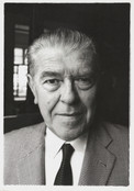 Duane Michals. Photograph of René Magritte. Gelatin silver print, 4 13/16 x 6 11/16&#34; (12.2 x 17 cm). Photographic Archive, Artists and Personalities. The Museum of Modern Art Archives, New York.