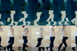 Still from Contrapposto Studies, i through vii (detail). 2015/16. Seven-channel video. Jointly owned by The Museum of Modern Art, New York, acquired in part through the generosity of Agnes Gund and Jo Carole and Ronald S. Lauder; and Emanuel Hoffmann Foundation, gift of the president 2017, on permanent loan to Öffentliche Kunstsammlung Basel. © 2018 Bruce Nauman/Artists Rights Society (ARS), New York