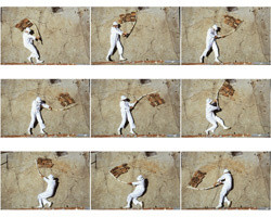 Robin Rhode. Stone Flag. 2004. Nine chromogenic color prints, each 12 1/16 x 18 1/16" (30.6 x 45.8 cm). The Museum of Modern Art, New York. Fund for the Twenty-First Century. © 2005 Robin Rhode