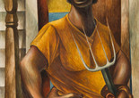 Charles White. Our Land. 1951. Egg tempera on panel, 24 x 20″ (61 x 50.8 cm). Private Collection. © The Charles White Archives/Photo: Gavin Ashworth. Courtesy Jonathan Boos