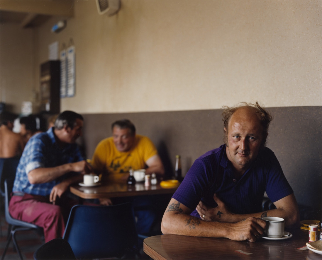 Paul Graham. Driver Drinking Tea, Brampton, Cambridgeshire from the portfolio A1: The Great North Road. May 1982