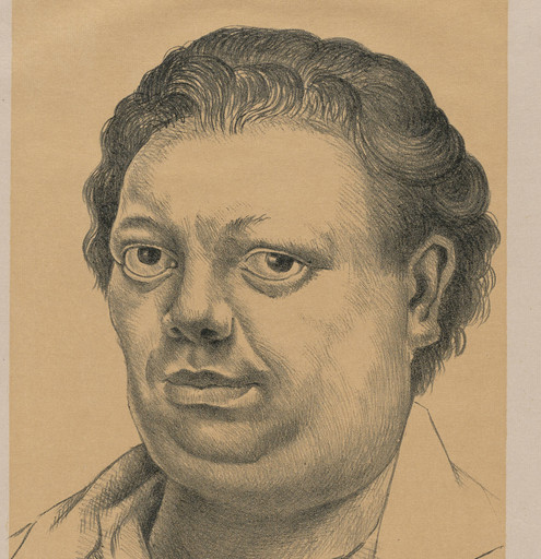 Diego Rivera. Self Portrait (Autorretrato). Lithograph, composition: 15 7/8 x 11 1/4&#34; (40.3 x 28.6 cm); sheet: 24 7/8 x 18 7/8&#34; (63.2 x 47.9 cm). © 2017 Banco de México Diego Rivera Frida Kahlo Museums Trust, Mexico, D.F. / Artists Rights Society (ARS), New York