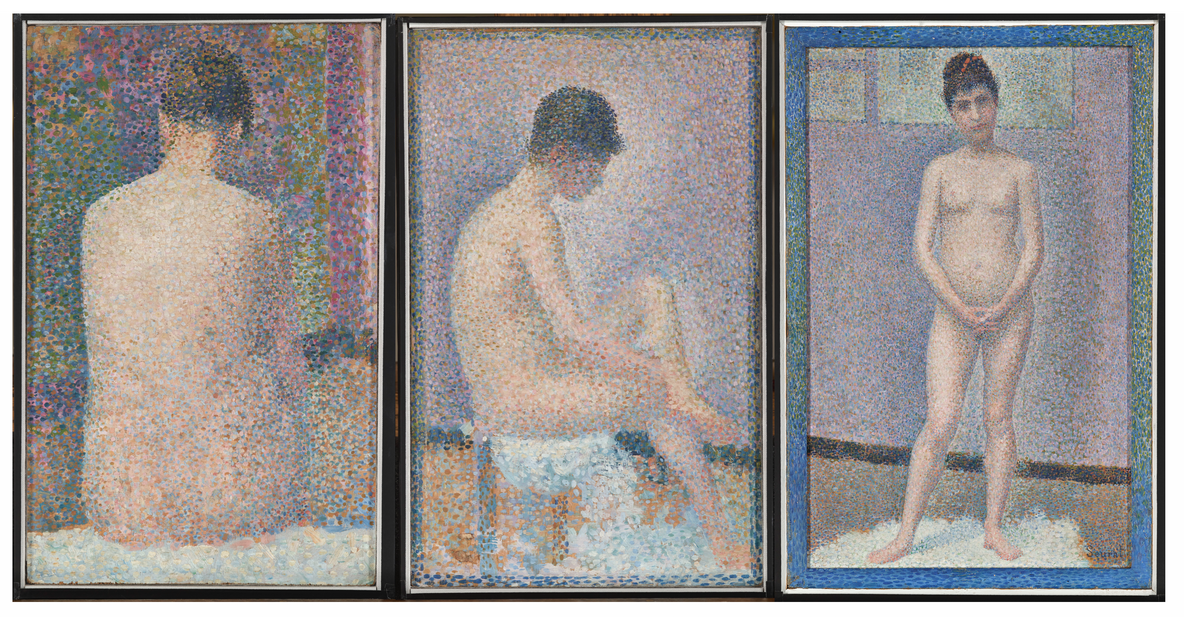 Georges-Pierre Seurat. Model from the Back. 1886; Model in Profile. 1886; Model. Facing Front. 1886–87