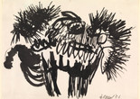 Karel Appel. Beast. 1956. Ink on paper, 9 3/8 x 12 5/8″ (23.8 x 32.1 cm). The Museum of Modern Art, New York. The Joan and Lester Avnet Collection © 2019 Artists Rights Society (ARS), New York / Van Lennep Producties, Amsterdam