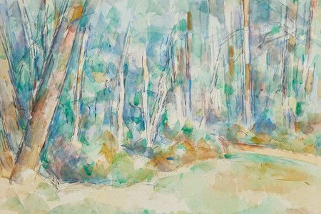Paul Cézanne. Forest Landscape (Intérieur de forêt). 1904–06. Pencil and watercolor on paper, 18 5/8 × 23 5/8&#34; (47.3 × 60 cm). Private collection