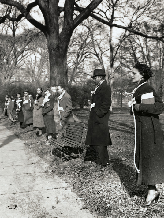 Howard University protesters wear nooses around their necks to protest lynching, Washington, DC, 1934