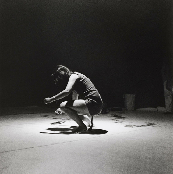 Fig. 6: Shigeko Kubota. Vagina Painting, performed during Perpetual Fluxfest, Cinematheque, New York, July 4, 1965. 1965