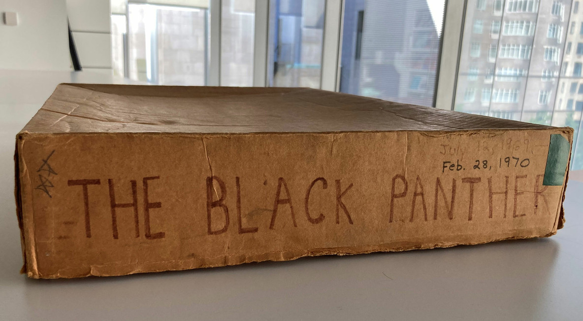 The salvaged box of Black Panther newspaper issues