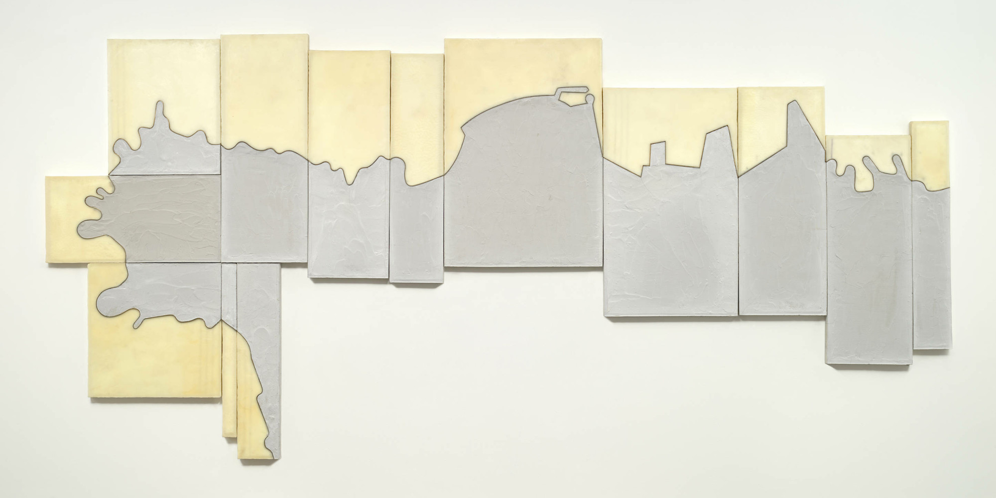 Marwan Rechmaoui. Beirut by the Sea. 2017–19. Concrete, beeswax, and brass on wood, 13 panels, 105 1/2 × 234 7/8 × 1 15/16&#34; (267.9 × 596.6 × 5 cm). The Museum of Modern Art, New York. Fund for the Twenty-First Century. Courtesy of the artist and Sfeir-Semler Gallery, Beirut/Hamburg