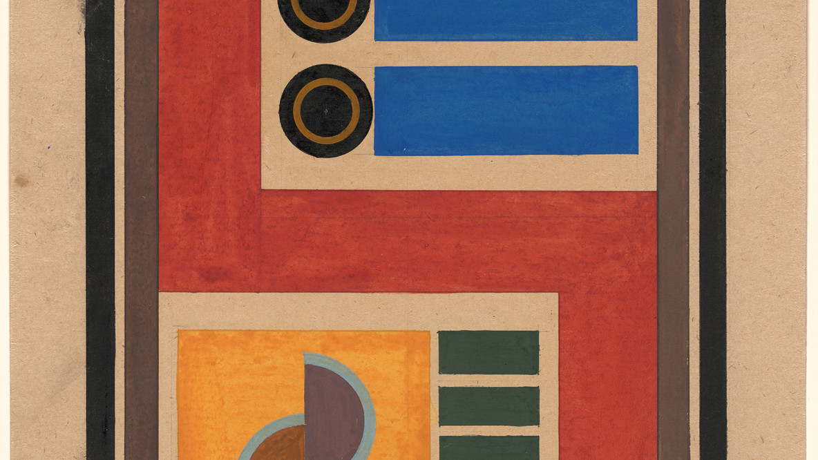 Vasily Ermilov. Untitled (composition in primary colors). 1927. Gouache and pencil on paper, 16 7/16 × 12 1/2&#34; (41.8 × 31.8 cm). The Merrill C. Berman Collection. Acquired through the generosity of Alice and Tom Tisch, Jo Carole and Ronald S. Lauder, Sue and Edgar Wachenheim III, David Booth, Marlene Hess and James D. Zirin, Marie-Josée and Henry R. Kravis, Jack Shear, the Patricia Bonfield Endowed Acquisition Fund for the Design Collection, Daniel and Jane Och, The Orentreich Family Foundation, Emily Rauh Pulitzer, The Modern Women&#39;s Fund; and by exchange: Gift of Jean Dubuffet in honor of Mr. and Mrs. Ralph Colin, The Judith Rothschild Foundation Contemporary Drawings Collection, and the Richard S. Zeisler Bequest