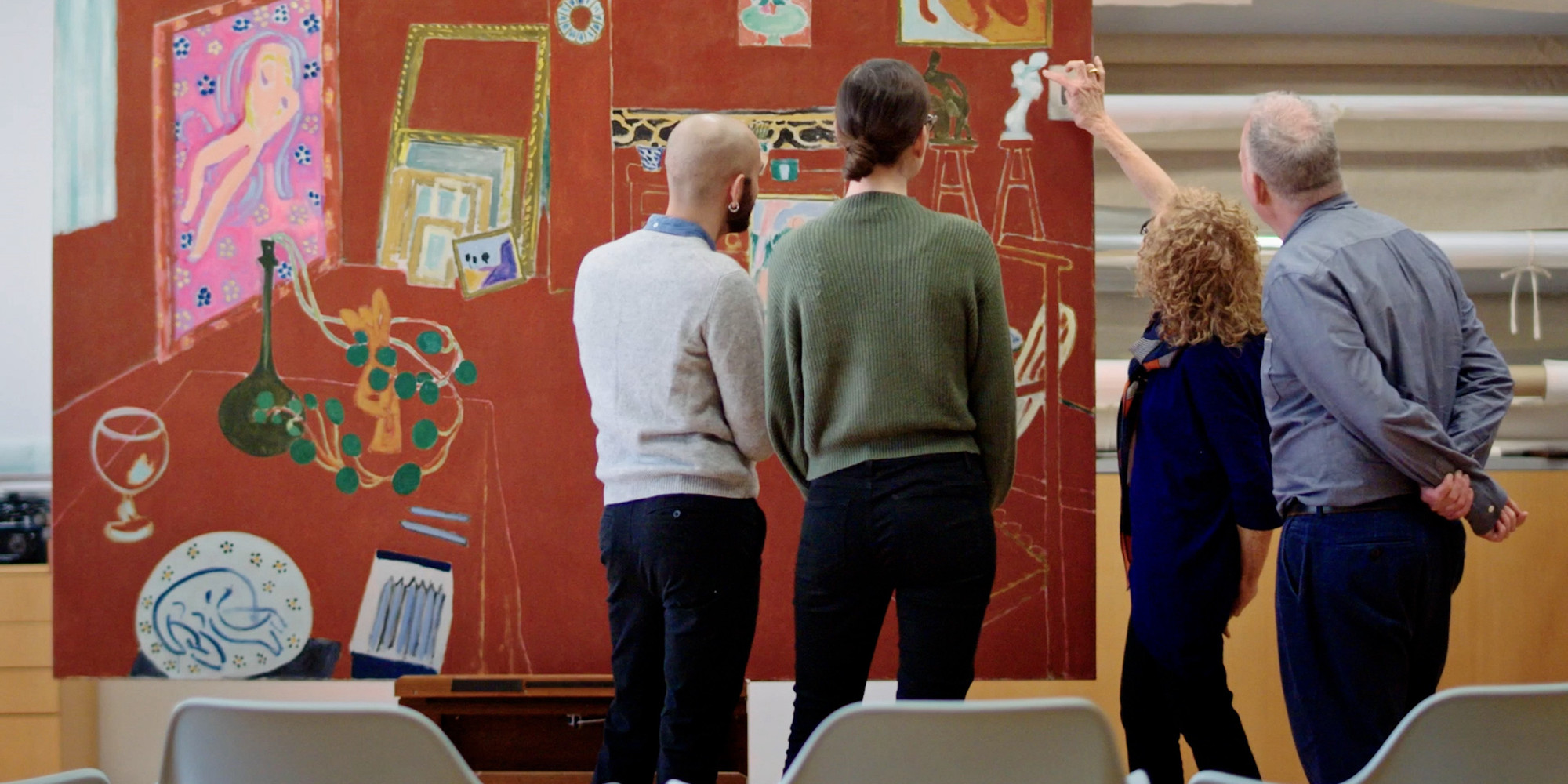 Still from Conservation Stories: Henri Matisse’s The Red Studio, 2022. © 2022 The Museum of Modern Art, New York