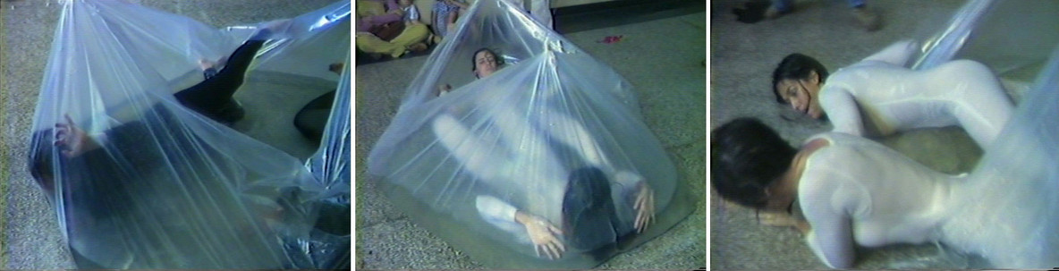 Yeni &amp; Nan. Integraciones en agua. 1982. Umatic VHS transferido al video digital. Performance en la GAN (Galería de Arte Nacional), Caracas, 1982